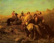 阿道夫施赖尔 - Arabian Horsemen Near A Watering Place